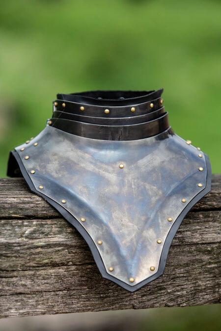 Gorget and Arms with Pauldrons Blackened Spring Steel Set “Dark Star”
