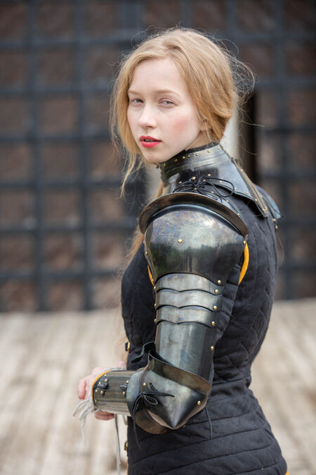 Gorget and Arms with Pauldrons Blackened Spring Steel Set “Dark Star”