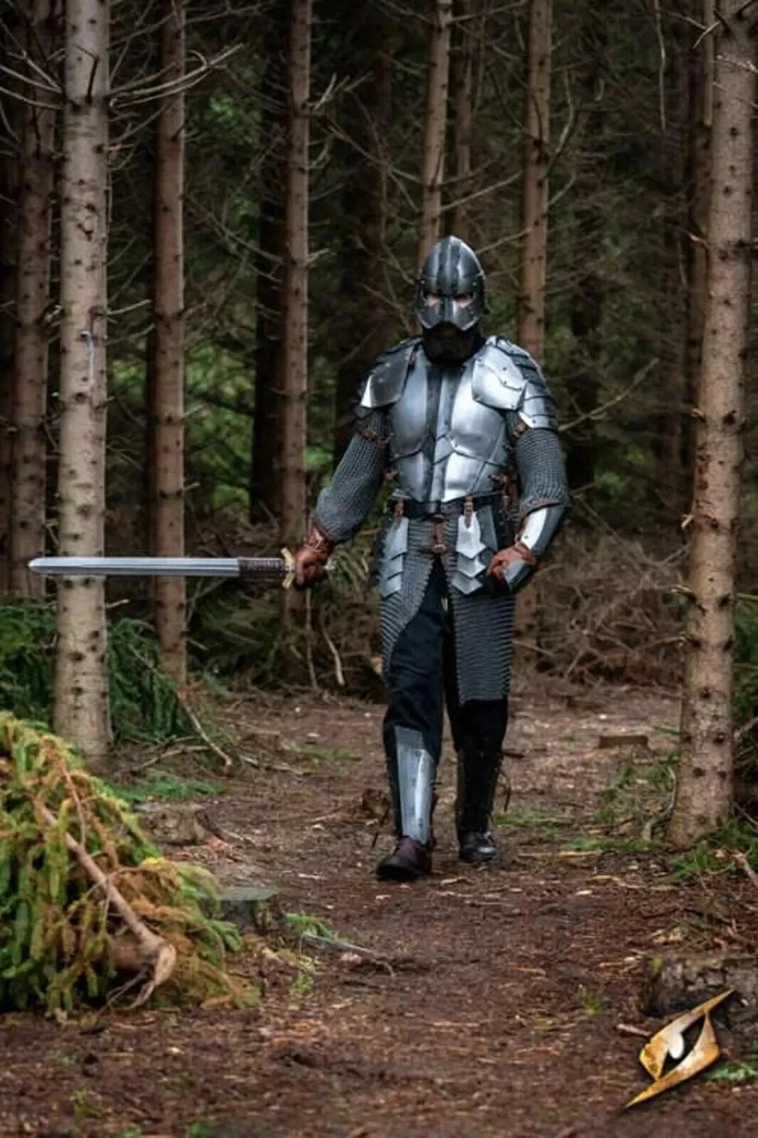 Dark Dreki Steel Knight Armor Suit Full Body Armor With Cuirass,Pauldrons,Bracer