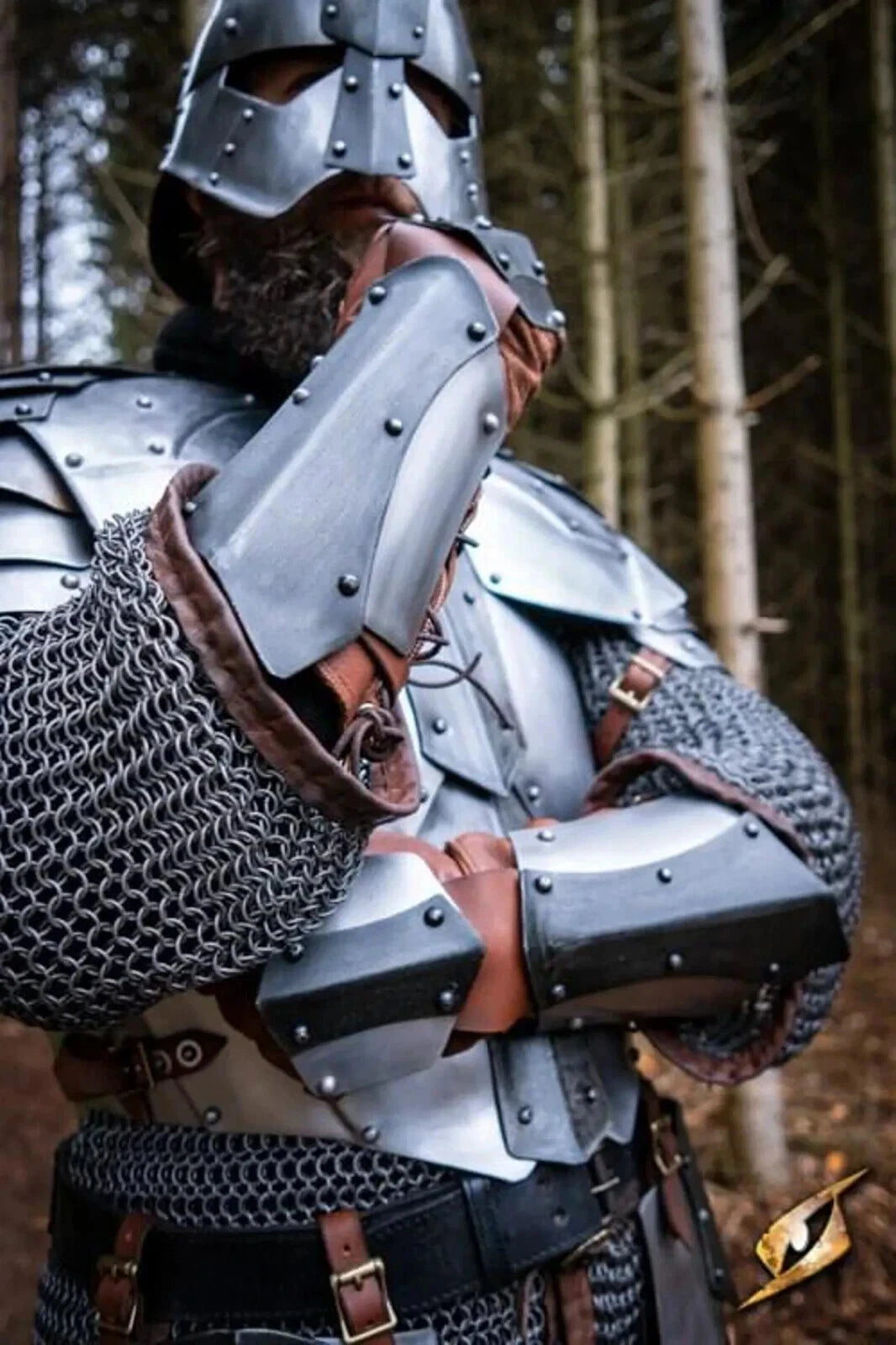Dark Dreki Steel Knight Armor Suit Full Body Armor With Cuirass,Pauldrons,Bracer
